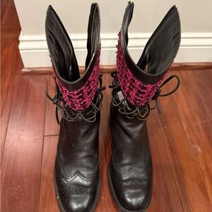CHANEL Black Leather Boots